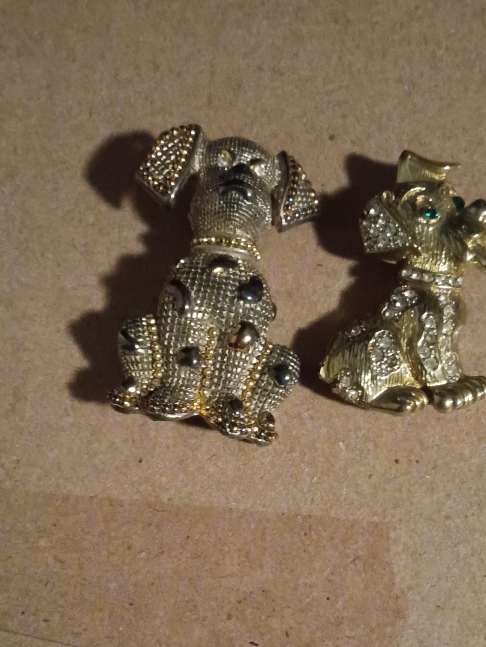 Gold-tone Puppy Brooch with Black Spot Accents